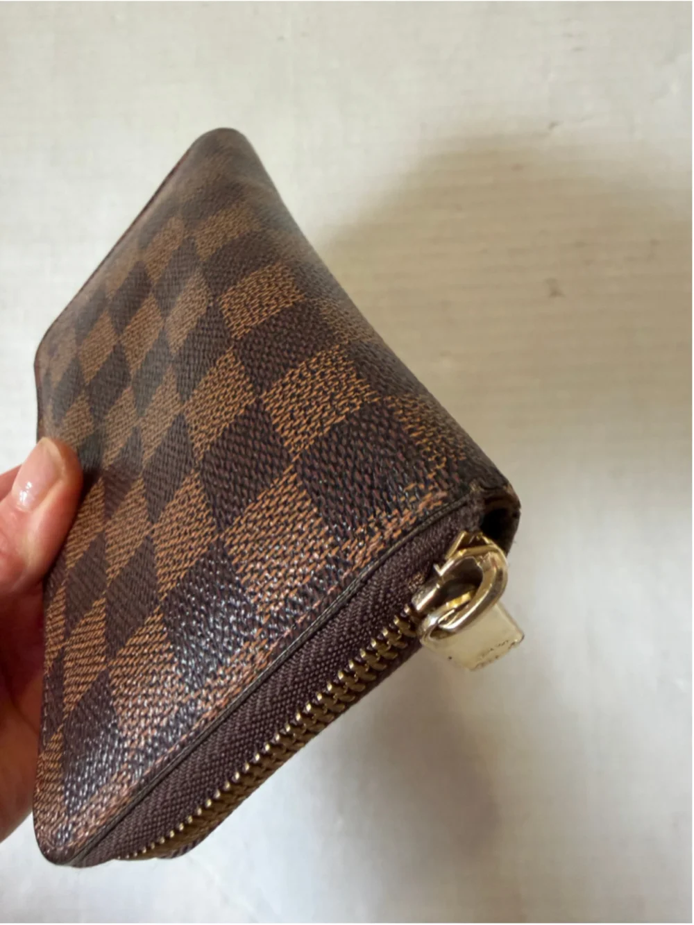Women's Louis Vuitton Damier Ebene Wallet Brown Gold